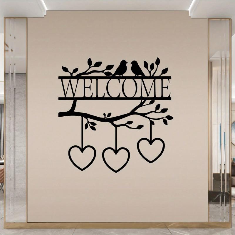Modern Family Tree Metal Wall Art Welcome Sign Heart Branches Leaf Design Vintage Iron Sculpture Bedroom Decor Christmas Valentine Gift