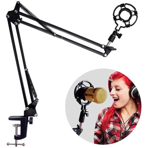 Microphone Stand/Arm [2kg Weight Capacity] for Condenser Microphones, Desktop Microphone Stand, Extendable Desk Arm, Perfect for Live Commentary, Stre