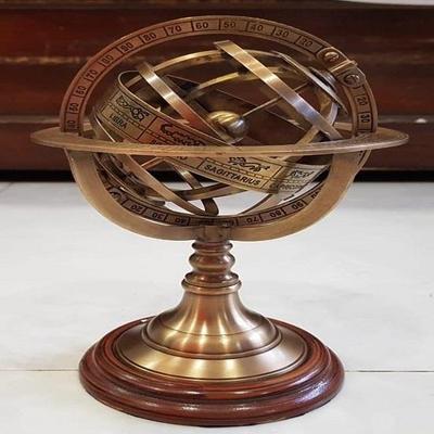 Brass Globe Armillary Engraved Nautical Horoscope Globe Brass Tabletop Sphere  Astrolabe Armillary Globe Zodiac Brass Armillary.