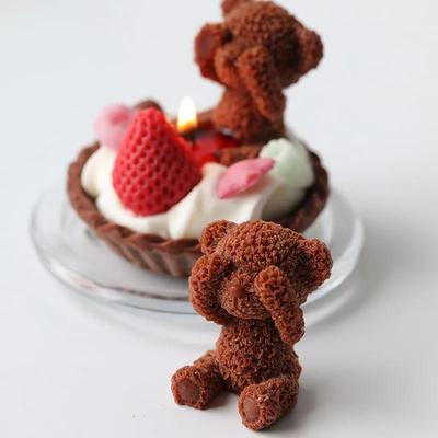 Shy Eye Cover Teddy Silicone Mold Cute Bear Bear Mousse Cake Chocolate Pastry Aroma Candle Mold