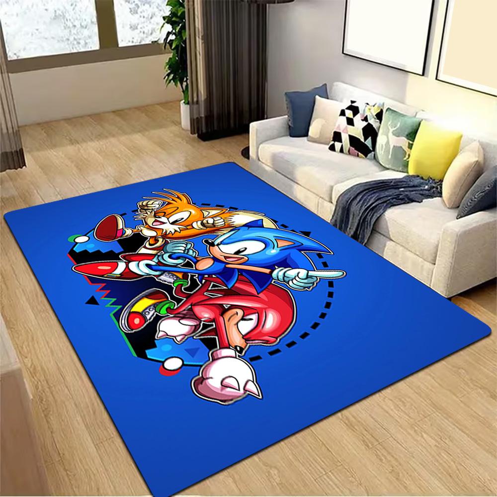 Sonic The Hedgehog Art Print Decoration,Carpet,Living Room,Bedroom, Non-slip,Square rug