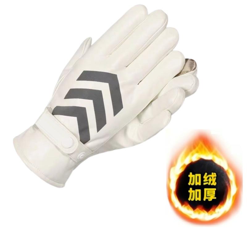 Outdoor command white letter gloves, warm, piled and thickened reflective, security patrol doorman on duty