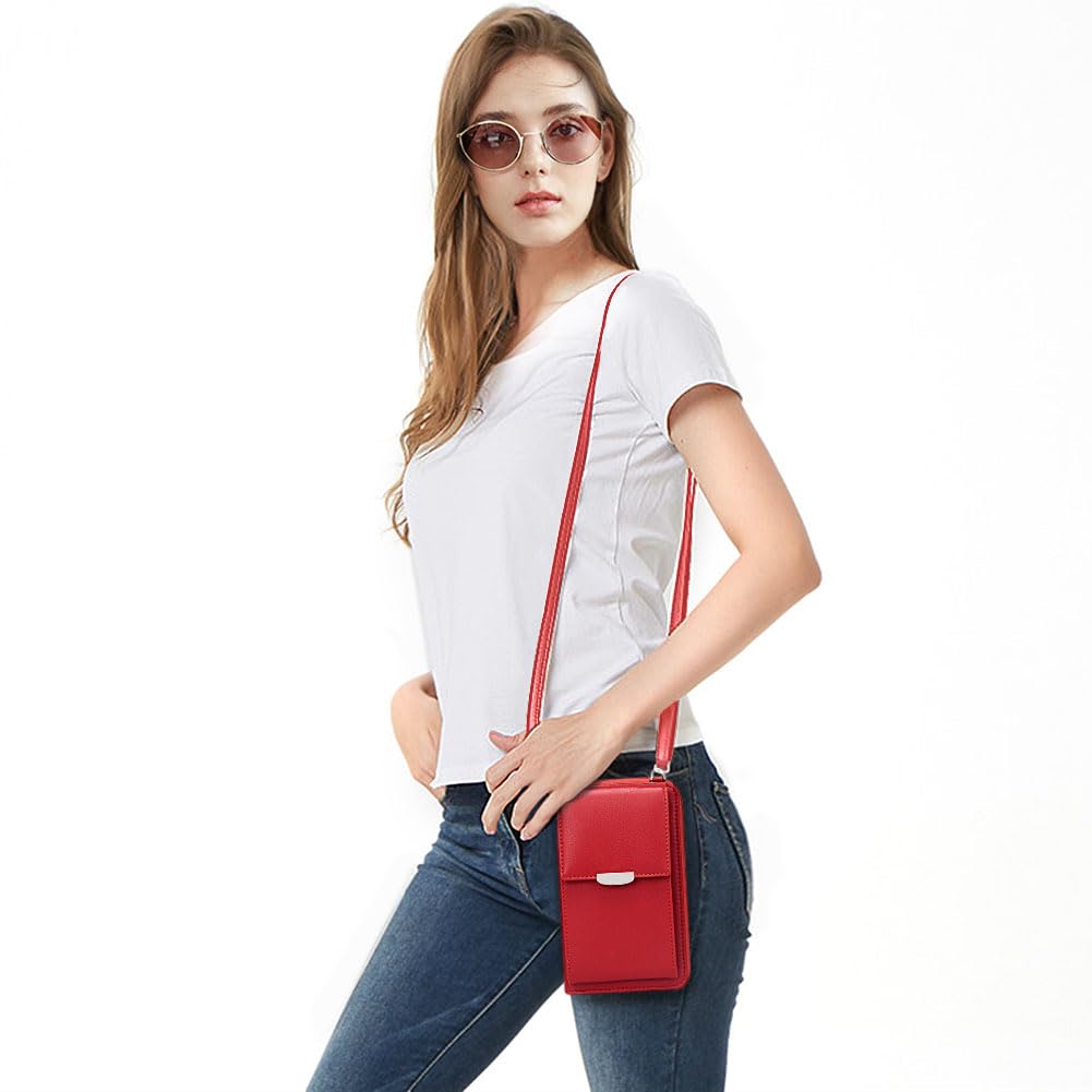 Kukoo Small Crossbody Bag with Cell Phone, Wallet, and Credit Card Slots for Women, US Size: One Size, Color: Red