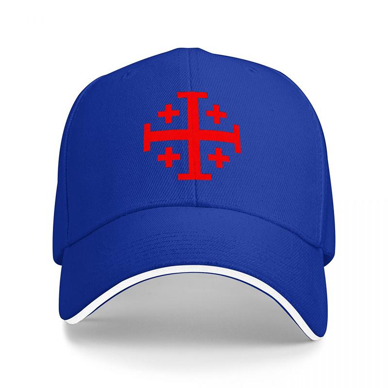 Templar Cross Embroidered Black Baseball Cap with Red Symbol Design for Unisex and Women Fashionable Streetwear Accessory