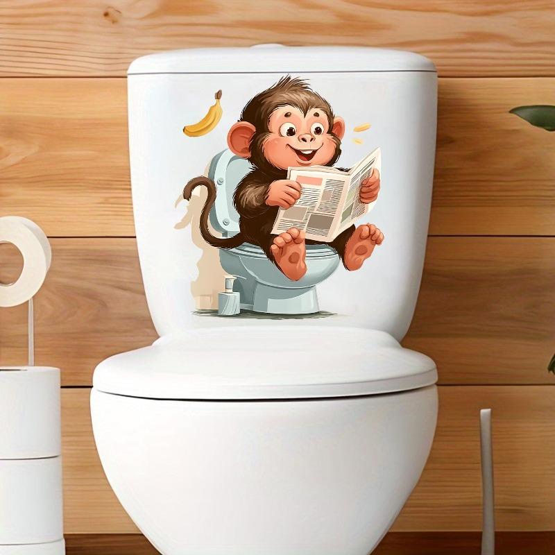 Autocollant de toilette 3D créatif et réaliste avec vision de chat mignon, décoration de couvercle de toilette en PVC auto-adhésif et imperméable