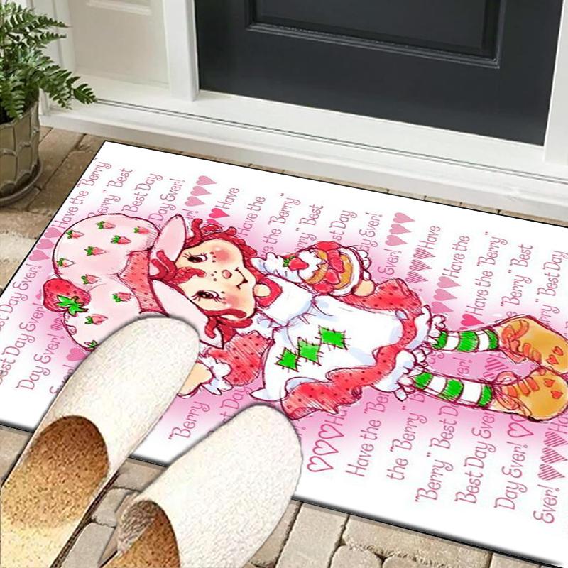 Strawberry Hat And Cat Office Rug Chair Mat, Game Carpet, Suitable for Front Door, Bedroom, Living Room, Desk, Holiday Gift