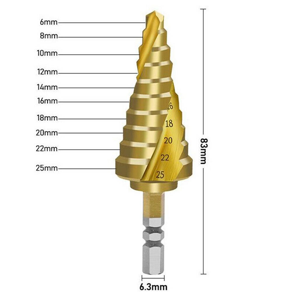 Cone Drill Step Drill Bit No Burr 6 25mm Gold Titanium Coated High Speed Steel Hole Cutter Step Cone Drill Bit Drill Wood