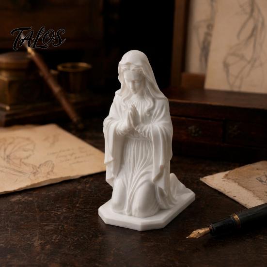 Hexagonal Base Ornament Western Realistic Figure Ornament, Compact 3D Printed Sculpture, Matte White Small Desktop Sculpture Durable PLA Statue,