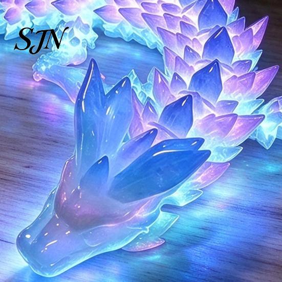 Movable Joint Dragon for Fantasy Lovers 3D Printed Glow in the Dark Fidget Toy, Articulated Stress Relief Desktop Ornament Kids and Adults,