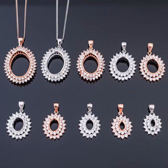 925 Silver Pendant with 18K White and Rose Gold Plating - Empty Setting BP404