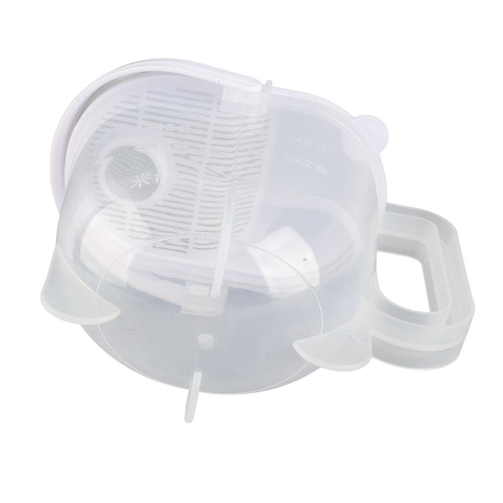 Rice Washing Bowl Water Flush Type ABS Clear Scale Fine Strainer Auxiliary Handle Rice Cleaning Basket for Kitchen