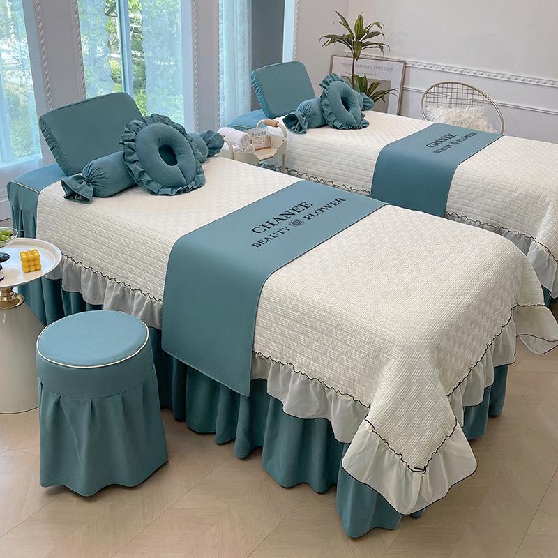 Juego de Ropa de Cama de Belleza de Lujo de Cuatro Piezas para Cubierta de Cama, Cuidado de la Piel y Masaje