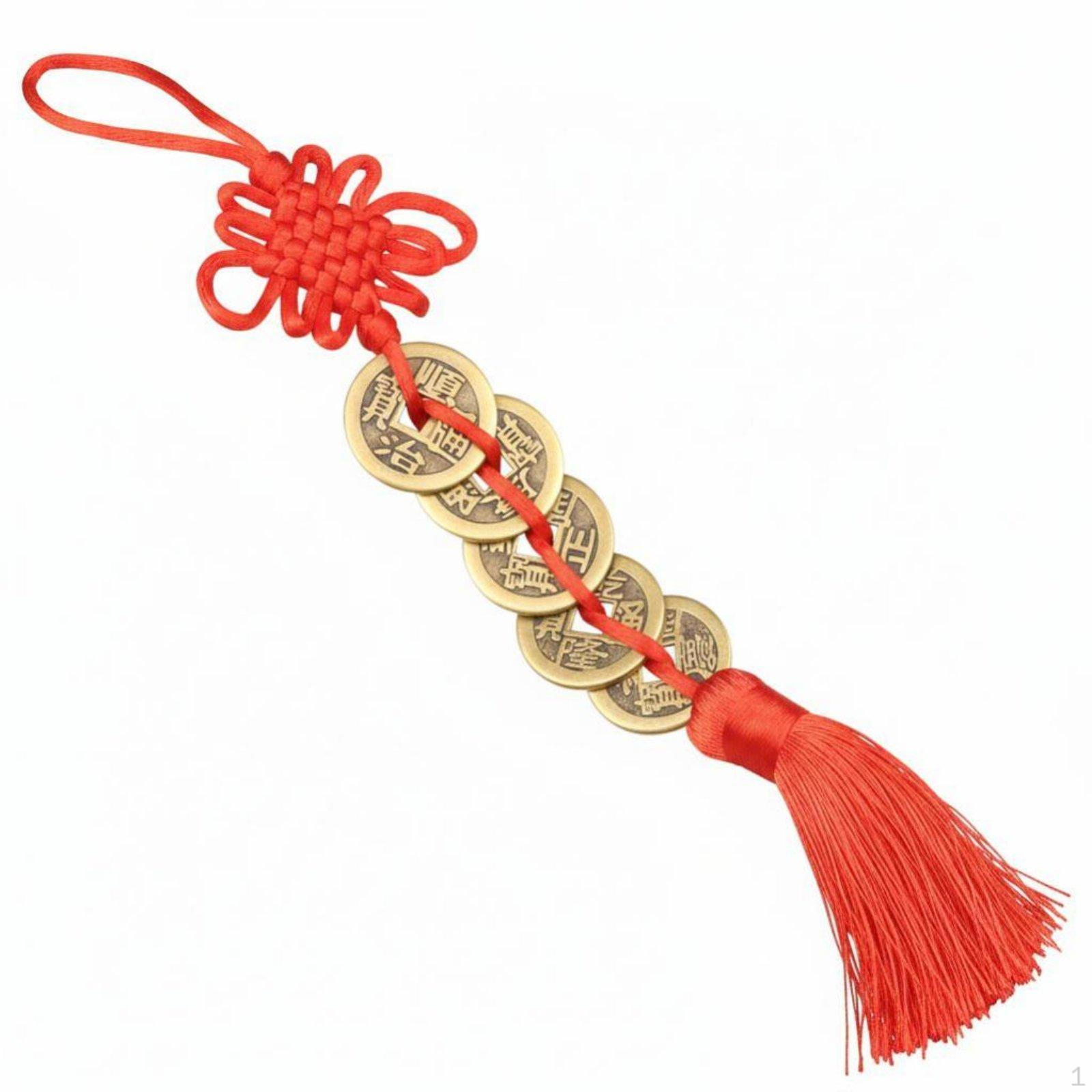 Copper Gourd Five Emperor Coins Chinese Knot Tassel, Feng Shui Door Decor, Lucky Home Accent