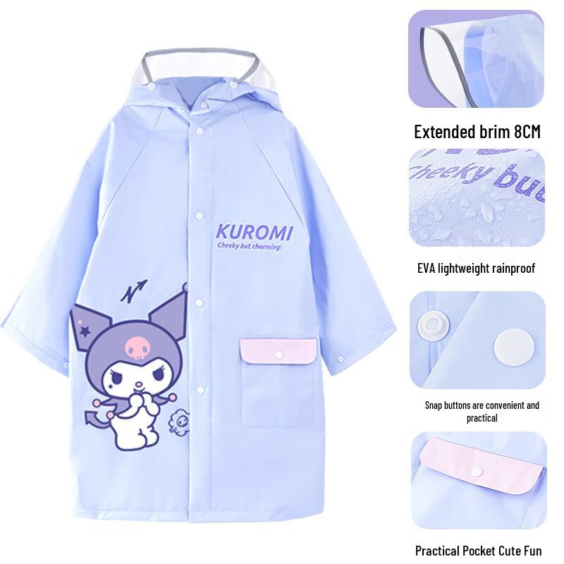Kids' Mid-Length Windbreaker Waterproof Raincoat