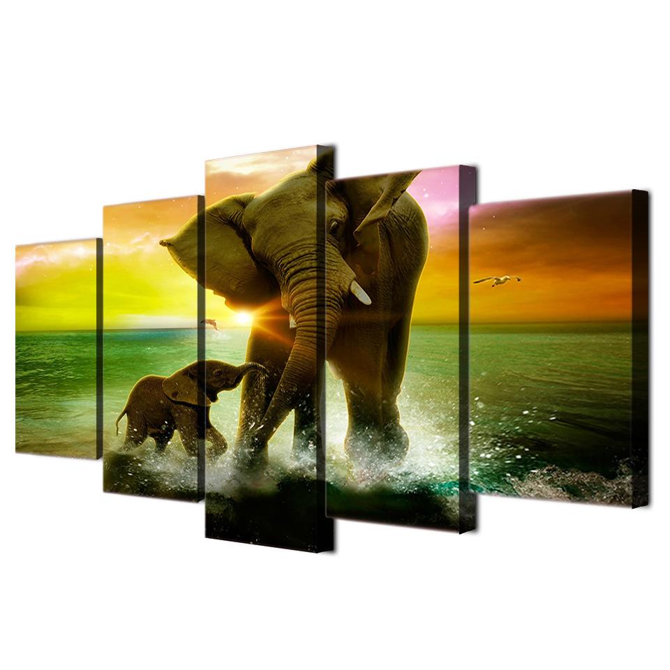 HD Printed Elephant Family Painting Canvas Print Room Decor Print Poster Picture Canvas