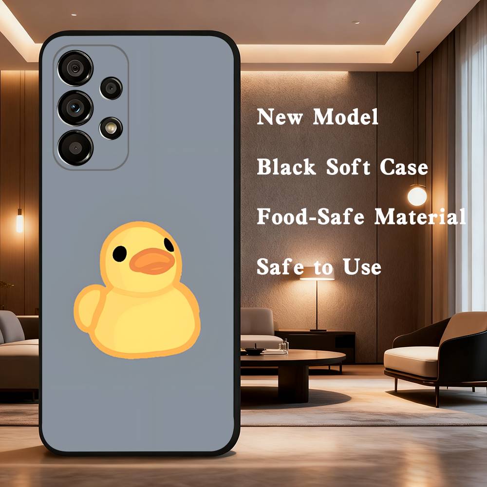 Cute Little Yellow Duck Case For Samsung Galaxy A73,52,71,53,32,72,41,J7,22,Note,31,8,9,Soft Black Silicone Cover