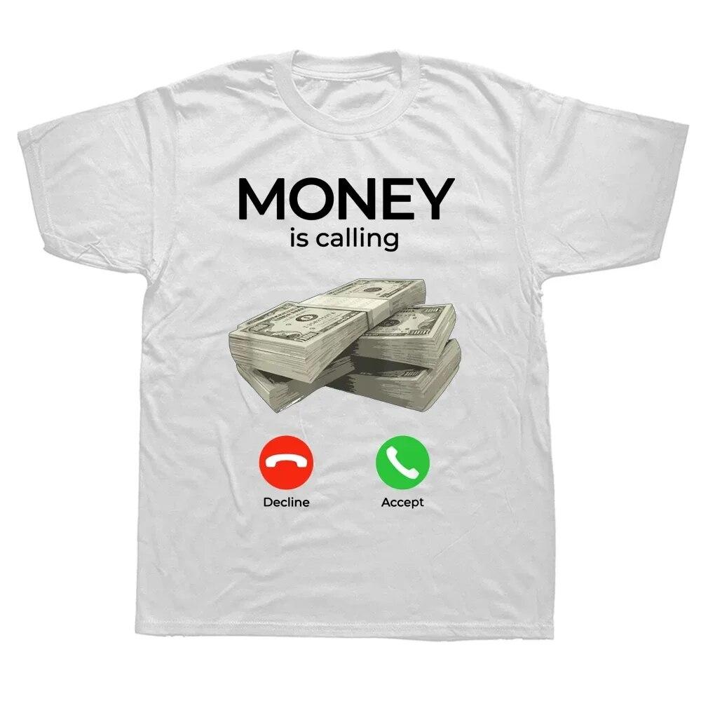Grafické streetwear 2024 Dárky k narozeninám s krátkým rukávem Tričko v letním stylu Unisex Peníze volají Cash Funny Business trička Unisex
