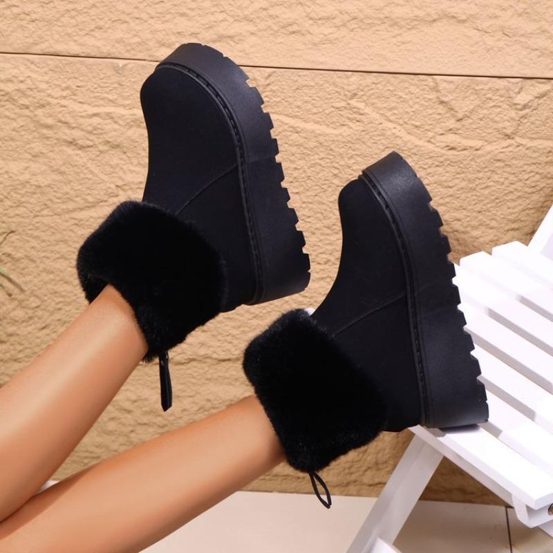 Women's Plus-Size Thick-Soled Faux Suede Snow Boots - Winter, Fashionable, Height-Increasing, Thick and Warm