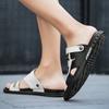 Slippers for men, genuine leather for summer leisure beach sandals, Korean version for men, personalized external wear sandals,