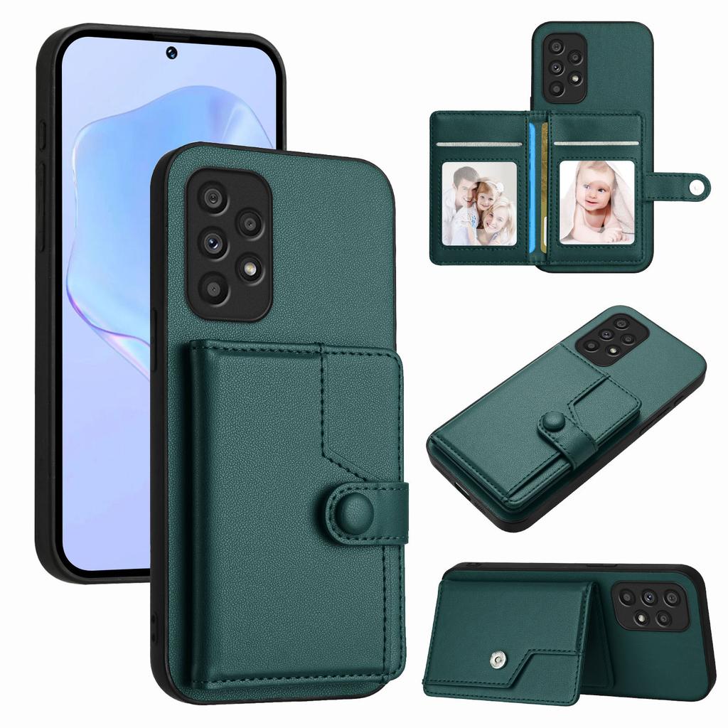 Etui na Samsung Galaxy A53 5G z blokadą RFID, Uchwyt na karty, Podpórka, TPU + Skóra PU, Tylna osłona telefonu