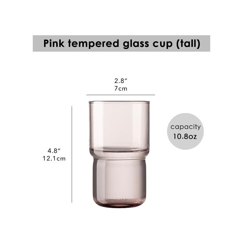 Stackable Long Drink Glass, Colored Drinking Glasses Colored Tumblers Tempered Glass for Juice, Beverages, Beer, Cocktail