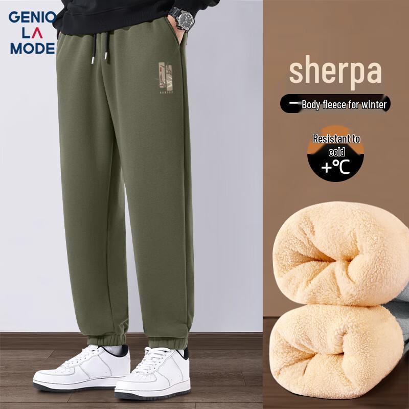 

GENIOLAMODE Men s Retro Chinese Style Fleece-Lined Warm Pants 3XL