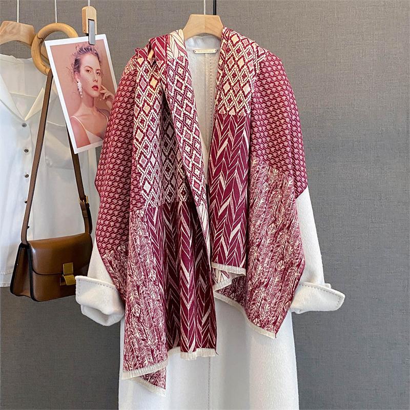 Women Winter Scarf Cashmere Pashmina Shawls and Wraps Bufandas Floral Print Warm Thick Scarves Blanket for Lady  Newpe
