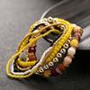 Women Silver Multi-layer Elastic Bangle Beaded Bracelet Boho