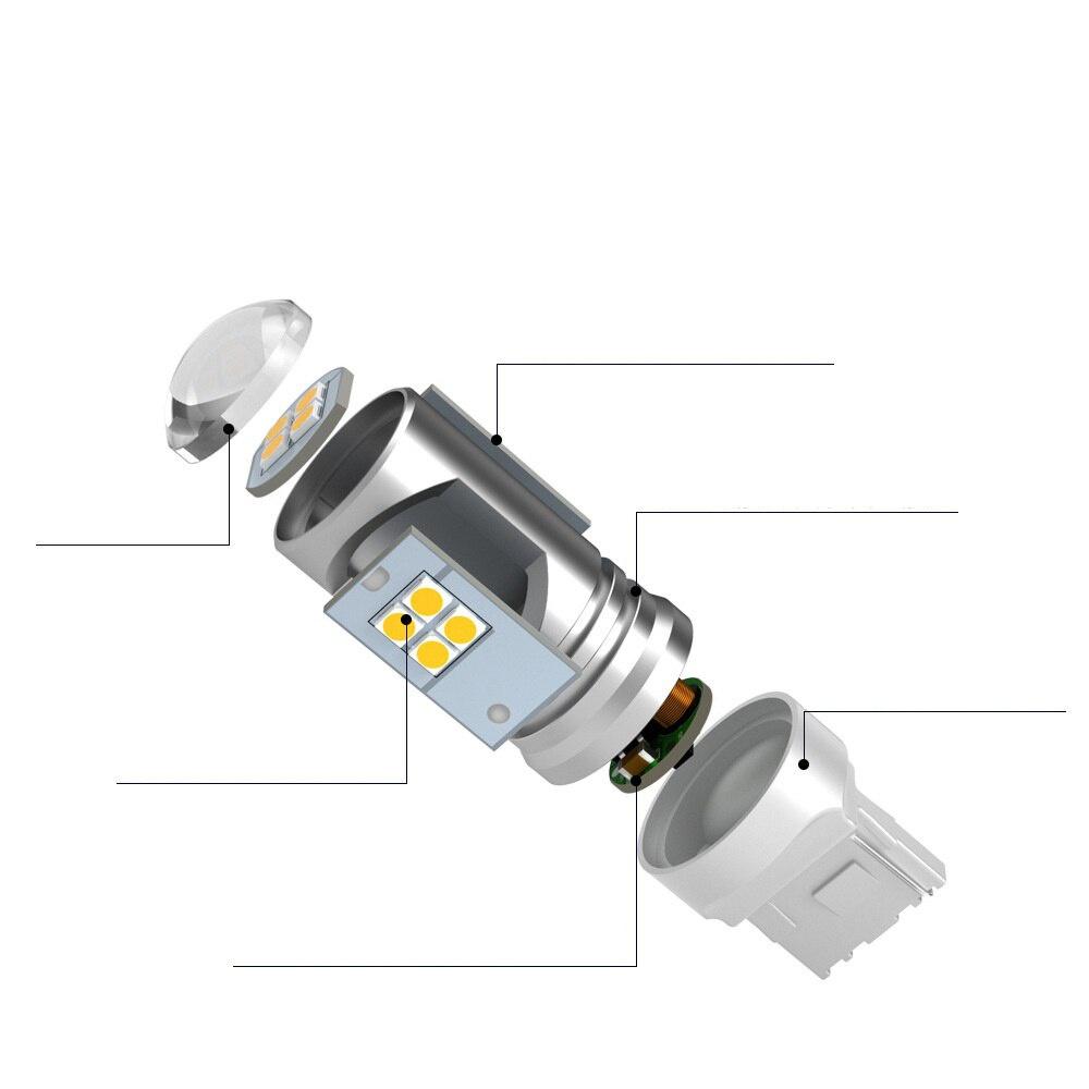 2pcs/lot T20 7440 3030 Canbus White LED Daytime Running Light For Mitsubishi Pajero 2007-2020
