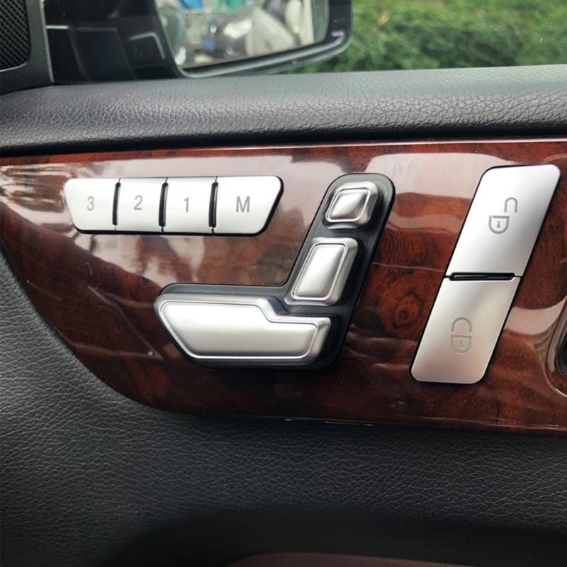Compatible-for E-Class W204 W205 W212 W218 X204 X166 GLK ML X156 C117 Car Seat Adjust Memory Unlock Button Cover Sticker
