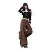 Melard Brown Wide-Leg Jeans: Women's 2026 Spring Loose Drape Casual Pants