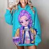 Modne Damskie Bluzy KPop Łowcy Demonów Nadruk 3D Okrągły Dekolt Pulower Casualowa Bluza Outdoor Dziecięca Koszulka Top Odzież