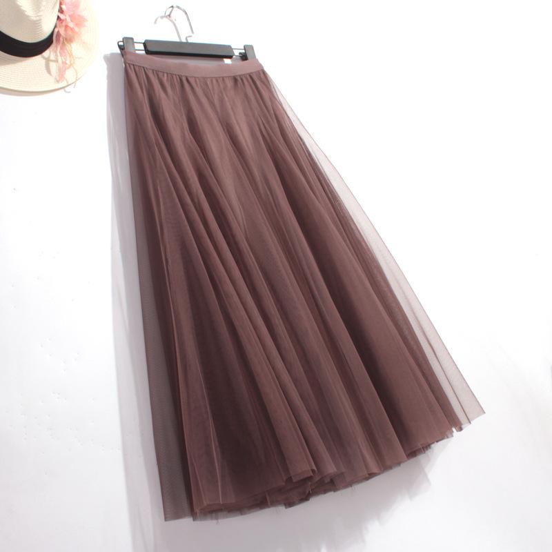 Women's High-End Mesh Pleated Midi Skirt - Summer Slimming Big Swing Tulle Skirt