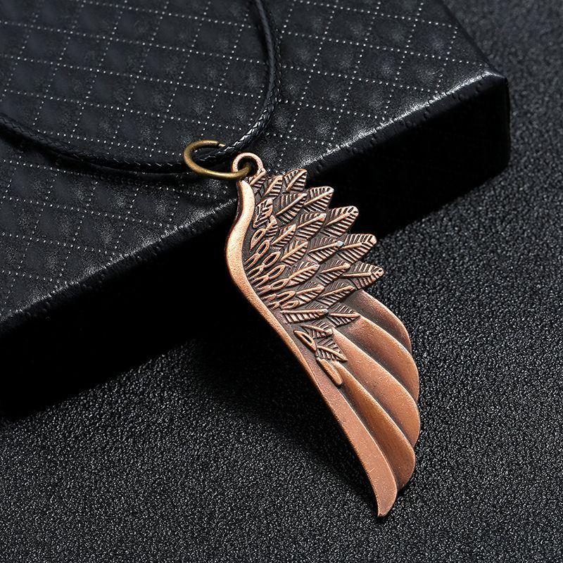 Vintage Angel Wing Pendant Necklace, Simple Alloy Jewelry for Men