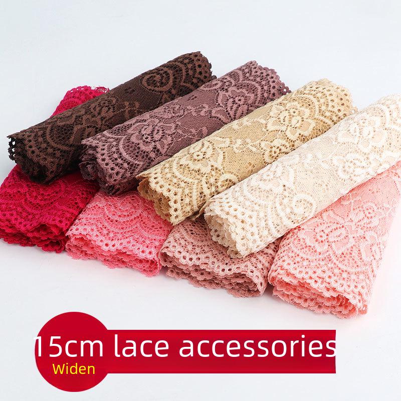 15cm Szeroka Miękka Elastyczna Koronka do Dekoracji Ubrań i Spódnic DIY w Kolorze Białym lub Czarnym