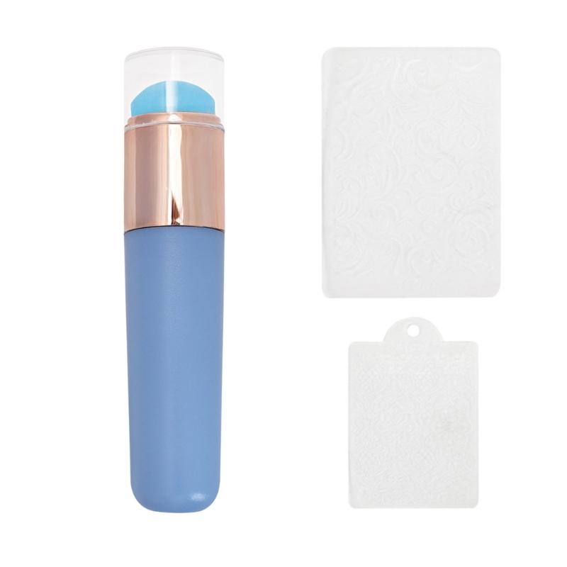 Reusable Silicone Nail Brush Clear Nail Stamper Kit for Easy to Usea Nail Art with Gradient Effect Manicure Accesories