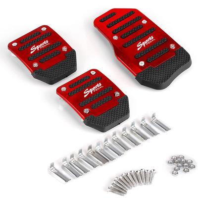 ZS Brake Pedal Axle Pedal Cover Universal Auto Pedal Anti-Slip Aluminum Alloy Non-slip Pedal Pad 3pcs (Red)