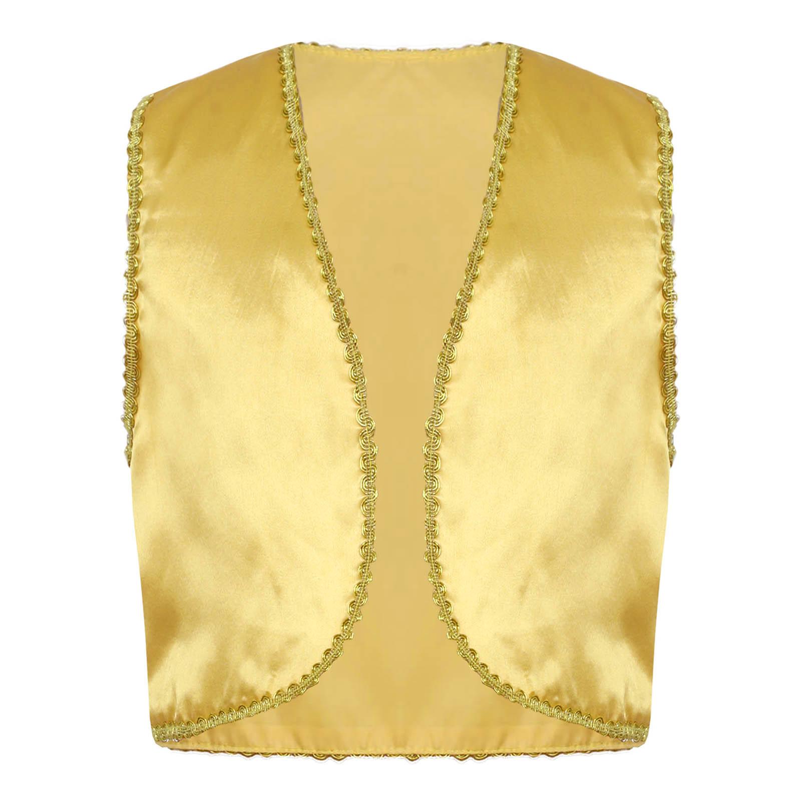 

Хлопчачий Казковий Косплей Жилет З Відкритим Передом Золота Плетена Оздоба Жилет Для Перевдягання 15-16 Years жовтий