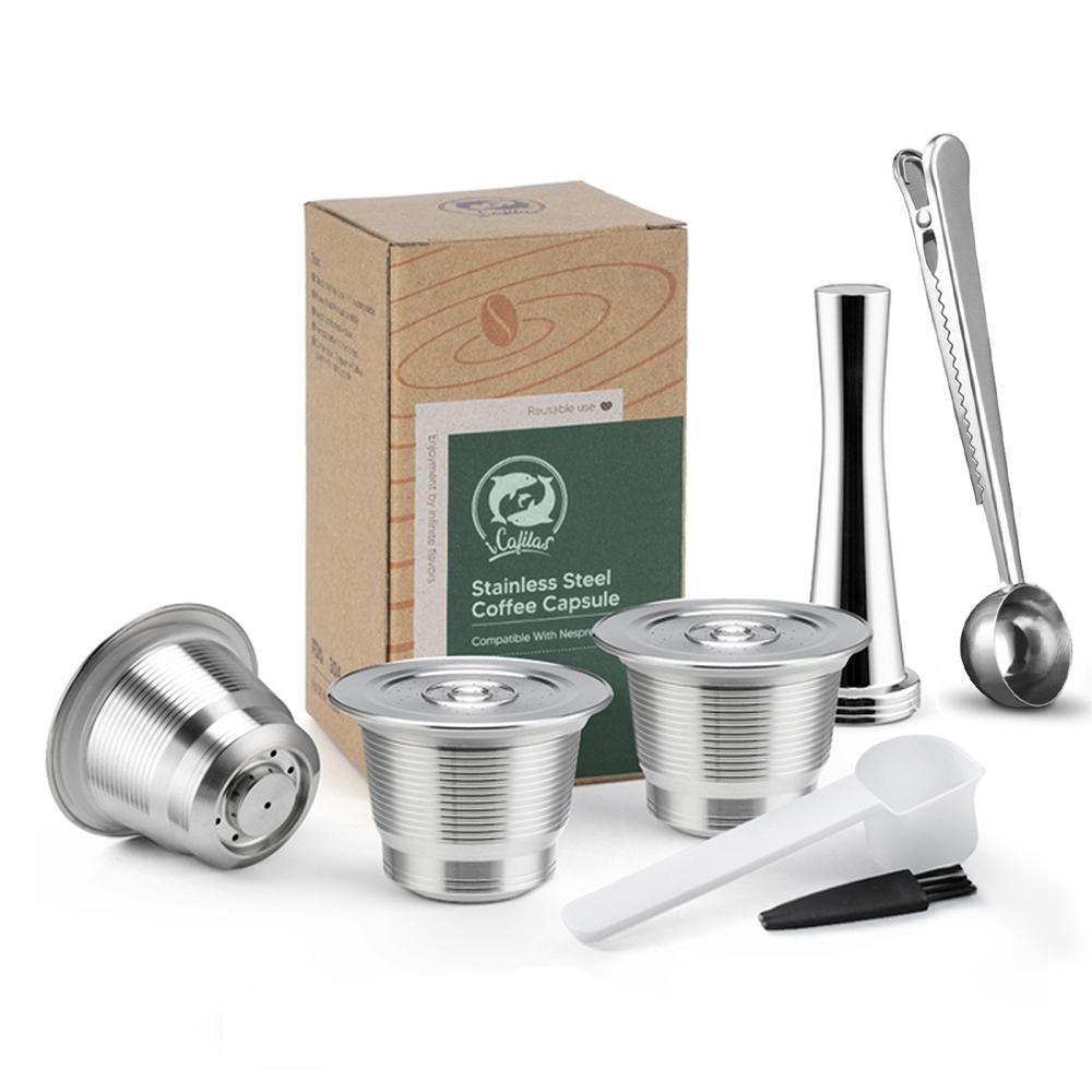 Para Cápsula de Café Reutilizável Nespresso Pod com Filtro Reutilizável com Anel Dosador Compactador Acessórios Ferramentas para Máquina de Café