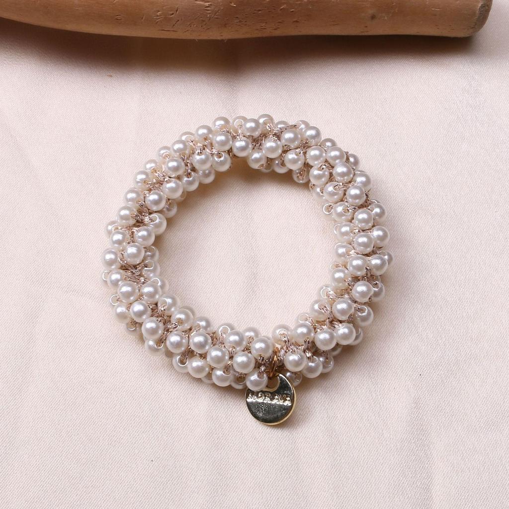 Koreanische einfache Perle elastische Haarbänder Frauen elegante Haar Seil Krawatten Mädchen Kopfbedeckungen Haar-Accessoires