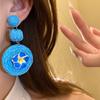 1 pair Ethnic Style Thai Seaside Eardrops Bohemian Style Raffia Grass Earrings  Girls