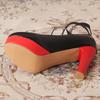Schwarz Rot Damen High Heels Pumps Plateau Knöchelriemen Mary Jane Schuhe Mode Absatz Tanzparty Hochzeitsschuhe Weiblich Neu
