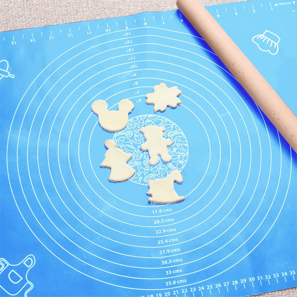 Non-slip Silicone Mat with Scale Thicken Non-stick Pastry Pad Board Fondant Pie Placemat, Purple, Random Pattern 50x40cm