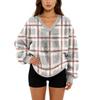 Women's V-Neck Sweatshirt Plush Solid Color Casual Fashion Long Sleeve With Pocketed Pullover Top