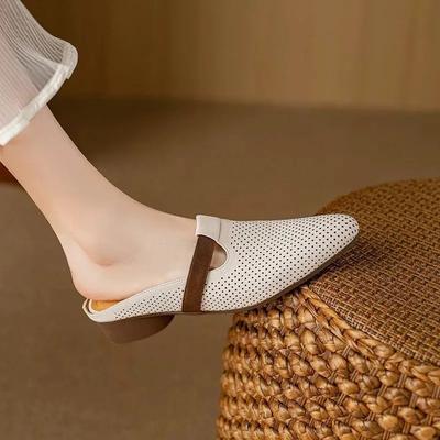 Shoes Female  Closed Toe Women's Slippers Fashion Dress Slippers Women Round Toe Mixed Colors Low Heel Outdoor Sandals