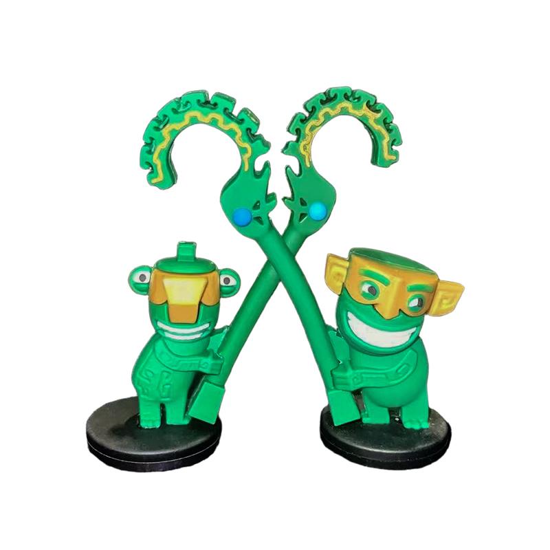 

2PCS Tabletop Ornaments Cute Animation Collection Gift Toy Action Figure Green Jiejieshou Nezha 2 Little Guard