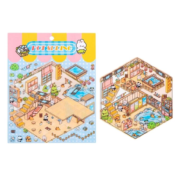 Fun 3D Miniature Scene Sticker Cartoon 3D Scenery Sticker Scrapbooking Sticker for Journal Phone Covers Water Bottle
