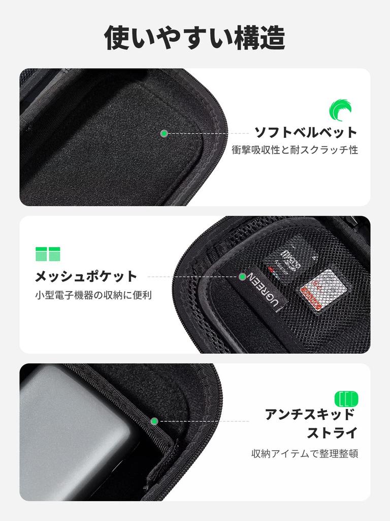 UGREEN Gadget Pouch, Compact PC Peripheral Storage Case, Travel Pouch, Charger, Cable, USB Hub, etc., Protective Case, Small Item Holder, Waterproof,