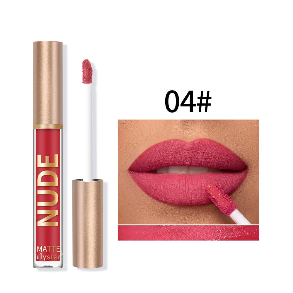 Matte Velvet Lip Glaze Natural Nude Lip Gloss Long Lasting Highly Pigmented Non-Stick Lip Stain Liquid Lipstick Lip Makeup for Daily Use