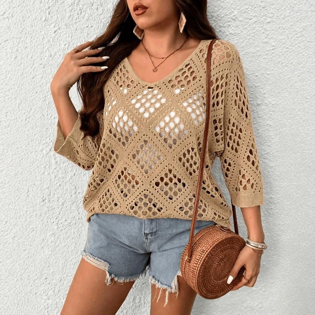 Cross2026 Women's Quick-Drying Mesh Summer Cover-Up Sweater - Slimming & Versatile for Daily Wear